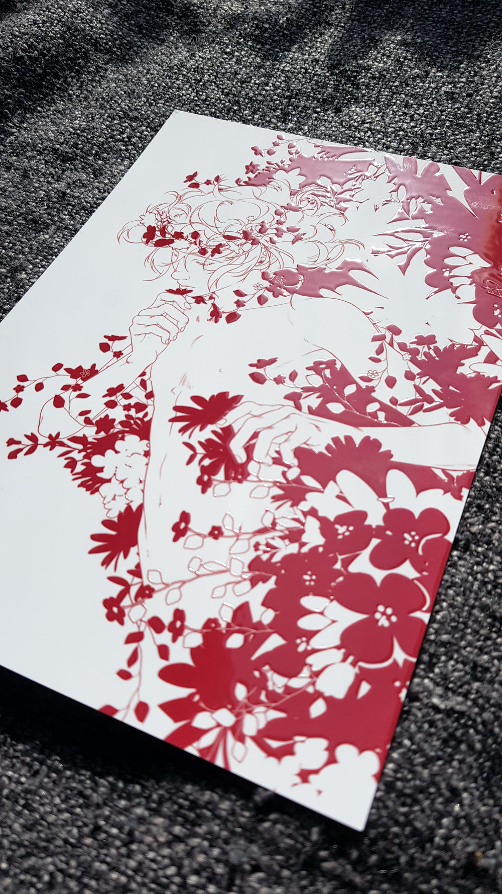 PRINT red Blossom (partial relief varnish + softfeel) - EDIllustration