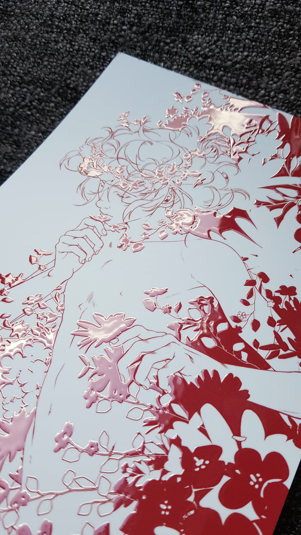 PRINT red Blossom (partial relief varnish + softfeel) - EDIllustration