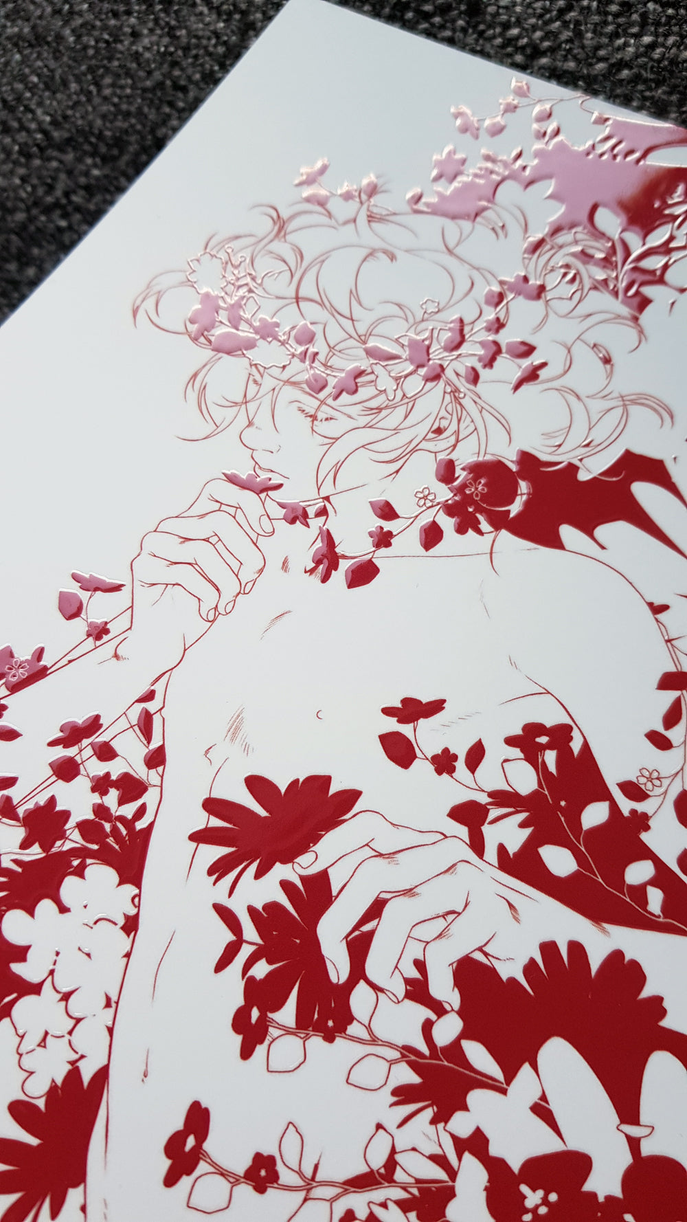 PRINT red Blossom (partial relief varnish + softfeel) - EDIllustration