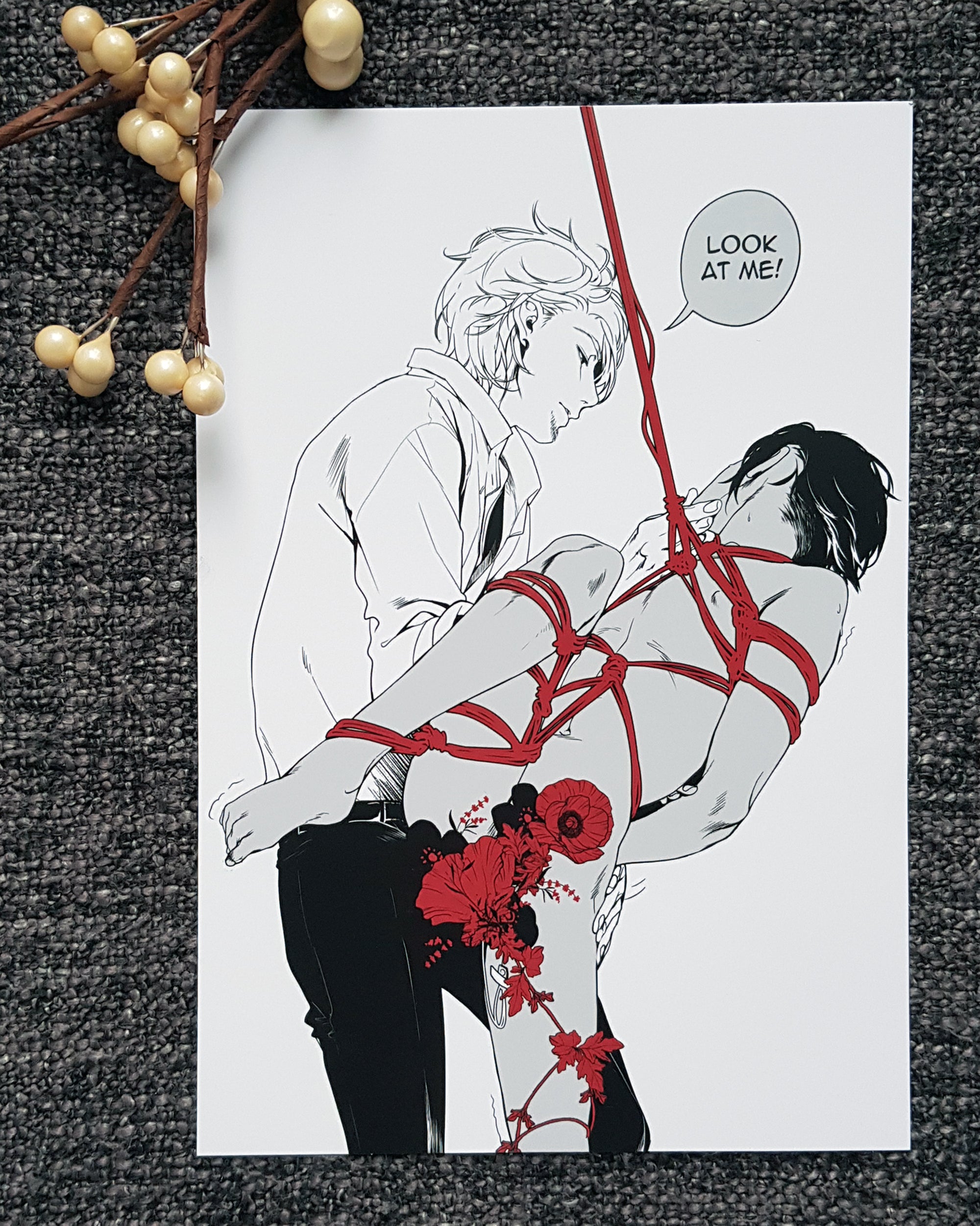 PRINT KINK20 - shibari (flower edition, partial varnish) - EDIllustration