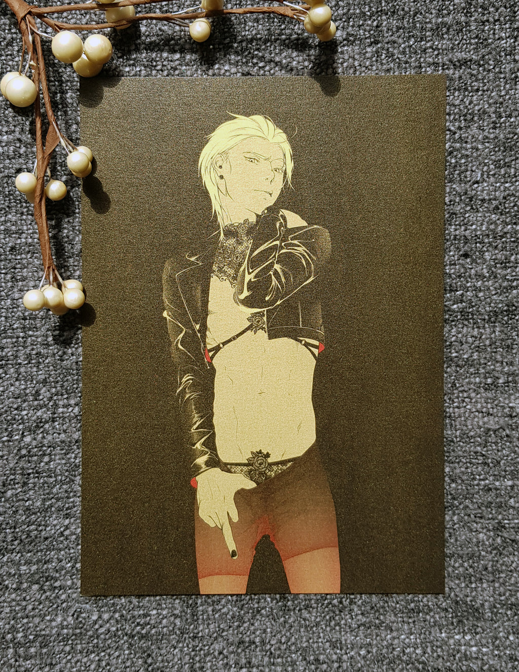 PRINT KINK21 - tights (goldpaper) gold/black - EDIllustration